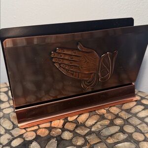 Guildcraft Copper Praying Hands Letter Holder. Like New